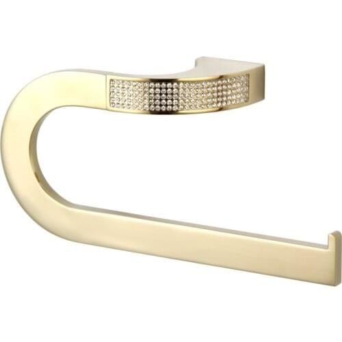 Czech Crystal Golden Wall Mounted Copper Towel Bar Clothes Rack Fashion Single Towel Ring Hook Zinc Alloy Bathroom Accessories