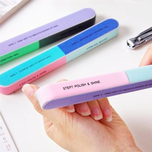 10pcs/Bag Colorful Nail Files 4 Sides Sponge Nail Buffer Block Polishing Sanding Tools Pedicure Manicure Small File