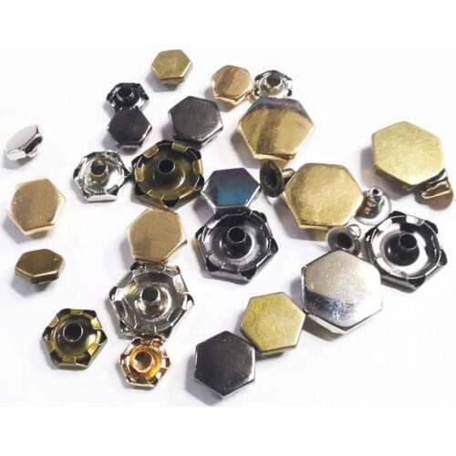 100 Pcs /Lot 10mm Bag Decorative Rivets Hexagonal Backpack Accessories Polygon Nails Metal Shoes Clothing Leather Craftsmanship