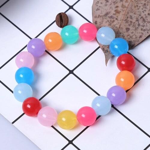 2pcs Children Candy Color Flower Wood Beads Charm Bracelets Cuff Wristband Kids Boys Girls Bangle Bracelet Fashion Jewelry Gift
