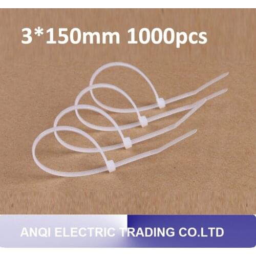 3*150mm 1000pcs/pack white self-locking nylon cable ties high quality