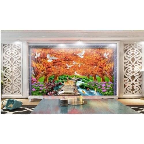 Custom photo 3d wallpaper Fantasy forest flowers sika deer scenery room home decor 3d wall murals wallpaper for walls 3 d