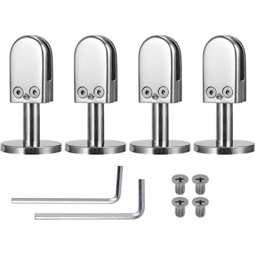 4 PCS Glass Clamps 304 Glass Bracket Adjustable Glass Clip 8mm Glass Shelf Clamp Holder Glass Panels with 40mm Rod CNIM Hot