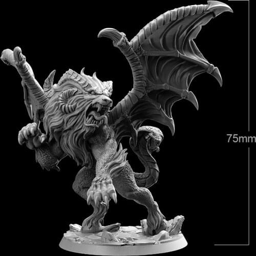 75mm Resin Model Kits Lion Headed Snake Tail Beast Monster Figure Unpainted No Color DW-007