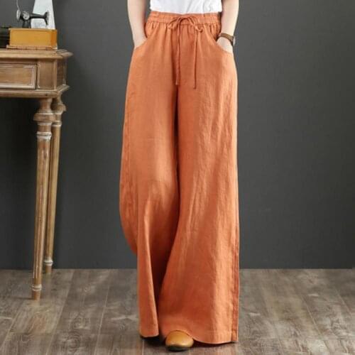 80%HOTLong Trousers Pockets Sweat Absorbent Solid Color Elastic Drawstring Pencil Pants for Work