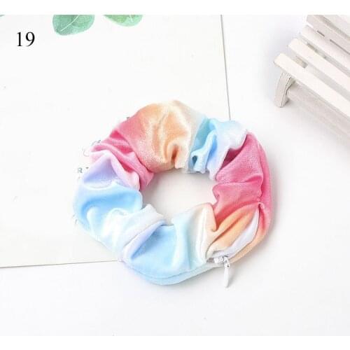 Velvet Scrunchies Zipper Hair Scrunchies Women Scrunchy Elastic Hair Bands Girls Headwear Ponytail Holder Hair Ties Small Pocket