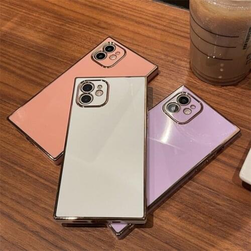 Luxury Gold Plated Electroplated Phone Case For iPhone 12 11 Pro Max XR X XS Max 7 8 Plus SE Soft Silicone Lens Protective Cover
