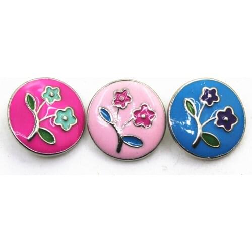 Cheap price 10pcs Mix enamel flower Snap Buttons fit 18mm Snap Bracelet Bangles DIY Jewelry Snap Pendant Charms