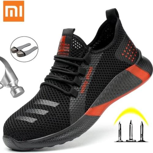 Xiaomi Breathable Mans Work Shoes Steel Toe Cap Work Boots Men Construction Safety Shoes Light Sneaker Male Security Shoes