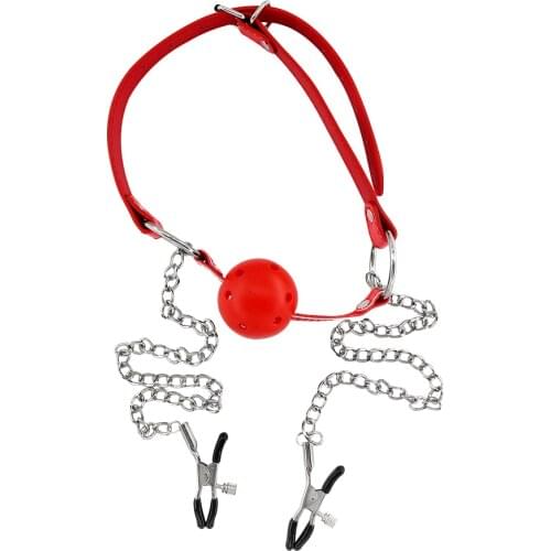 EXVOID Slave Restraint Head Harness Open Mouth Gag BDSM Bondage Nipple Clip Breast Clamp Sex Toys for Women Flirt Strap