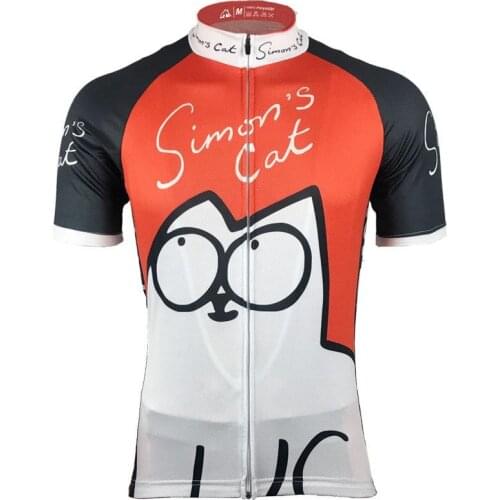 2021 New Funny Cat Print Cycling Jersey 2021 Cute Anime Short Sleeve Bike Shirt Breathable Riding Bicycle Clothing