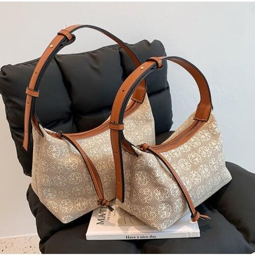 Wriufred Canvas single-shoulder armpit bag embroidery small bag female fashion female bag high quality handbags for mibile phone