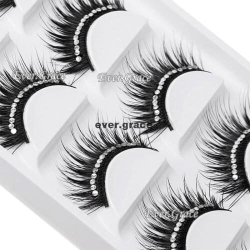 ICYCHEER 5Pairs Makeup Diamond Eye Lashes Handmade Ultra Long Thick Eyelashes Party Salon