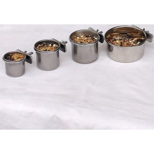 Pet Birds Hanging Cage Bowl Dish Cup Anti-turnover Stainless Steel Food Feeder