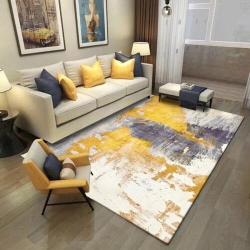 Modern Style Carpet and Rug Abstract Yellow Gray Oil Painting Pattern Bedroom Bedside Tapete Kitchen Corridor Bathroom Floor Mat