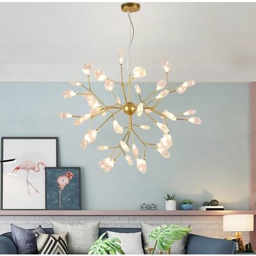 Tree leaves chandelier Black and rose gold Body Color chandelier Living room Bedroom Kitchen island modern glass chandelier