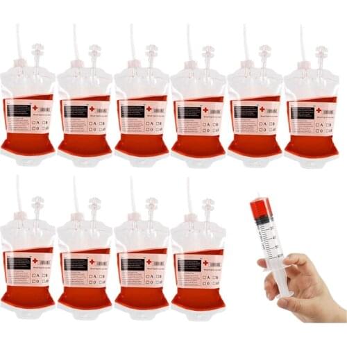 20 Pcs Reusable Blood Bag for Drinks Halloween Container with Syringe Set for Cosplay Halloween Zombie Party Halloween Makeup