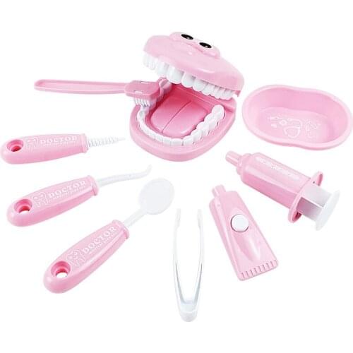 9Pcs Kids Pretend Play Simulation Dentist Check Teeth Model Set Medical Role Play Learing Educational Toys For Children Gifts