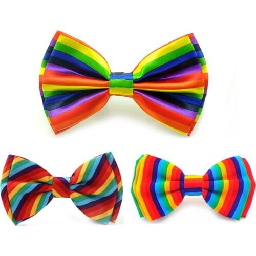 Mens Bow Ties Formal Dress Gift Ties For Men Wedding Shirts Tuxedo Cravat Butterfly Knot Rainbow Stripes Party Dropshipping Top