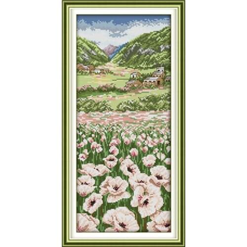Poppy fields(2) cross stitch kit 14ct 11ct count printed canvas stitching embroidery DIY handmade needlework