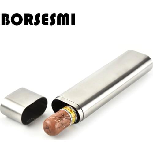 2019 New Stainless steel 2 cigar tube portable metal cigar case travel pocket Humidor Smoker cigar tools accessories