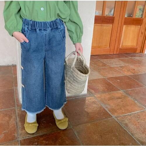2021 new arrival girls boys denim long pants autumn fashion kids jean pants 2-8 years WS113