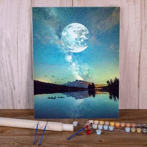 Landscape Moon Paint By Numbers Complete Kit Oil Paints 40*50 Oil Painting Handmade Crafts For Adults Wall Art Handicraft