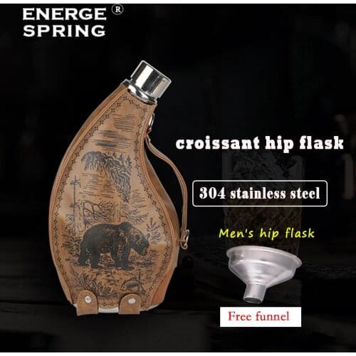 Thick Stainless Steel Portable Hip Flask For Alcohol 53oz Horn Pot Large Capacity Wine Pot With Leather Case And Funnel Flagon