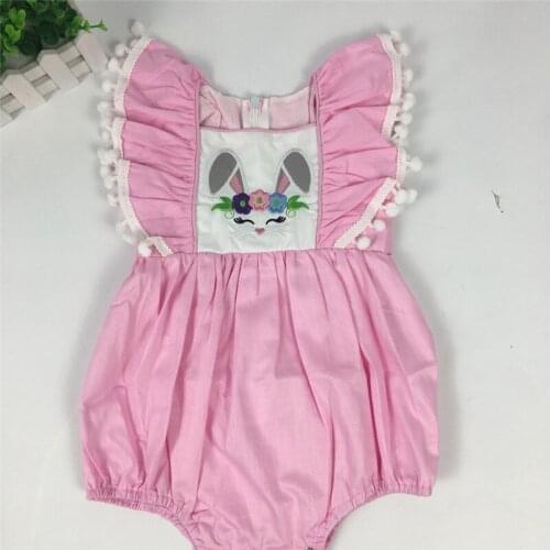 Puresun Popular Summer Girls Easter Outfits Bunny Embrodiery Toddler Girls Easter Bubble Set
