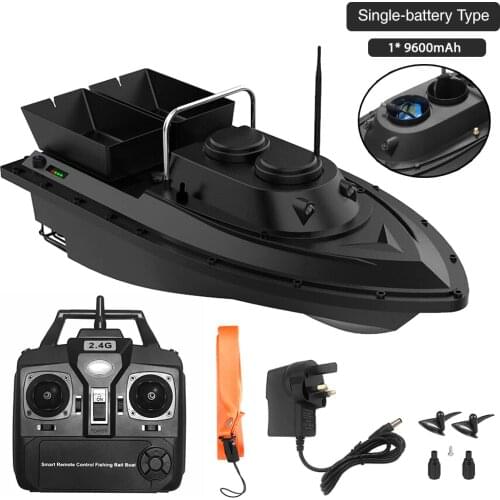 2 Battery D11 RC Boat Fish Finder Fishing Bait Boat 1.5kg Loading 500m Remote Control Fixed Speed 2 Motors 2 Bin 2 LED Light