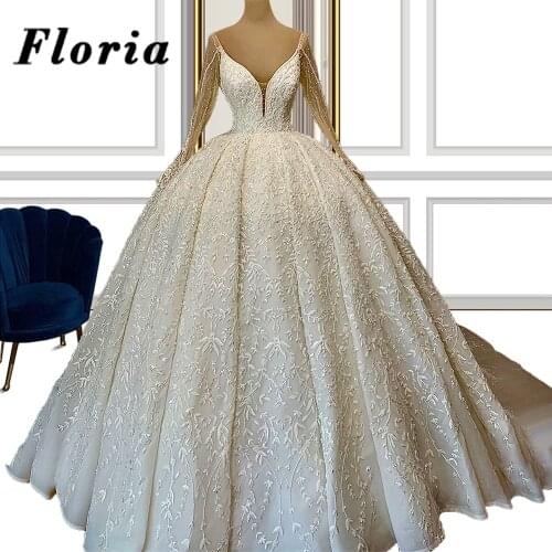 Luxury Muslim ball Gown Wedding Dresses Long Sleeves Formal Bridal Gowns 2020 Vestido De Noiva Dubai Embroidery Bride Dress