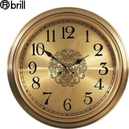 Nordic Luxury American Large Wall Clock Gold Metal Retro 3d Wall Clocks Creative Home Decor for Living Room Decoration Metal 50