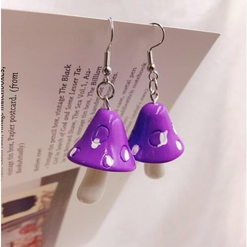 2021 New Acrylic Mushroom Long Pendant Earrings Quality Drop Earrings for Girls Women Children Birthday Gift Lovely Jewelry