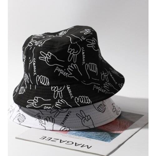 Female Personality Graffiti Hip-Hop Hat Male Casual Fisherman Hat Autumn Fashion Couple Bucket Hat Unisex Outing Wild Sun Hat
