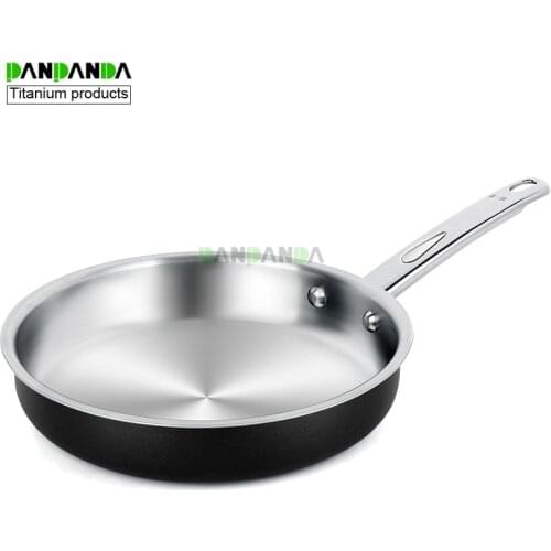PANPANDA Pure titanium frying pan physical titanium uncoated low oil smoke less three-layer composite steak pan Fried eggs