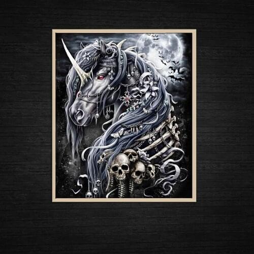 Modern Oil Paintings Wall Art Moon Unicorn and Skeleton Horse Home Decoration Home Decor Canvas Painting Poster Boys Room