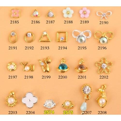 10pcs Nail rhinestone FLOWER Bow cat Alloy nail accessories Imbue Diamond Pearl nail jewelry crystal nail art