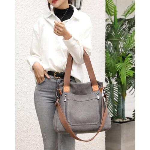 New Fashion Canvas Shoulder Bag Women Large Capacity Messenger Bags For Women Vintage Luxury Designer Crossbody Handbag Female