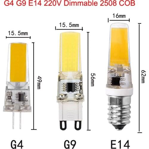 50pcs LED Bulb G4 G9 E14 Dimmable 220v 6w 2508 COB Mini Small Spotlight Chandelier Crystal Pendant Replace 60w Halogen Lamp