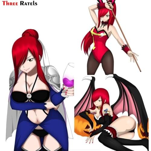 Three Ratels F214 Sexy Anime Girl Erza Scarlet Fairy Tail Sticker For Laptop Luggage Motorcycle Car Styling Home Decor Decal