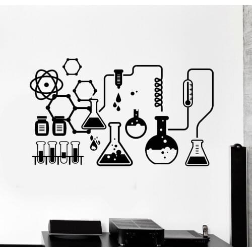 Vinyl Wall Sticker Science Chemical Lab Wall Decal Scientist Chemistry Study Set Vinyl Posters School Classroom Decoration AF045
