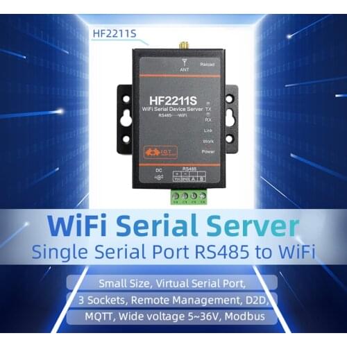 HF2211S Virtual Serial Port RS485 to WiFi Converter Server / Modbus TCP IP with Remote Managment 5~36VDC