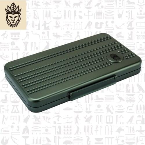 LUBINSKI Aviation aluminum & Gum Lined Green Cigar Travel Case Waterproof Crush Resistant Humidor Holder 5 Count Fit COHIBA