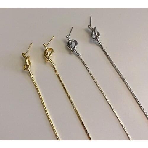 U-Magical Textured Long Tassel Star Huggie Knotted Dangle Earrings for Women Gold Silver Color Metal Hollow Out Earrings Jewelry