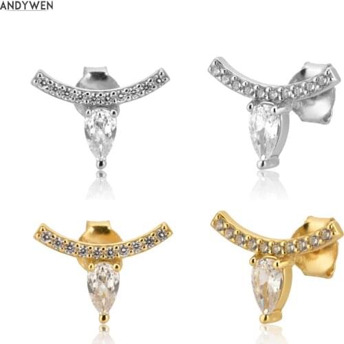 ANDYWEN 925 Sterling Silver Line Ovals Stud Earring Women Fashion Noval Design New Women Fashion 2020 Jewelry Party Rock Punk