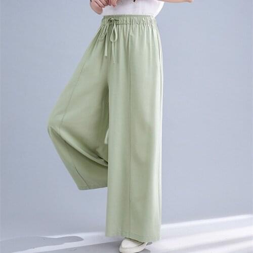 Soft Tencel Loose Summer Pants 2021 New Arrival Straight Pencil Pants Drawstring High Waist Women Casual Pants Long trousers