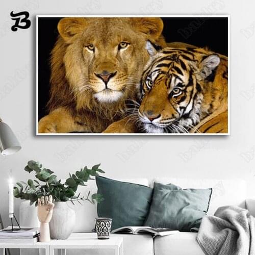 Canvas Painting Animal Wall Art Lion Canvas Posters and Prints Abstract Wall Painting Lion and Tiger Wall Picture for Room Decor