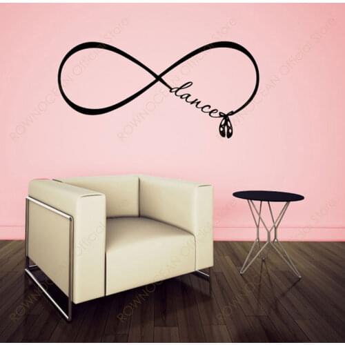 Infinity Dance Sign Symbol Vinyl Home Decor Wall Sticker Interior Art Decoration Girls Room Dancer Studio Decals Removable 4845