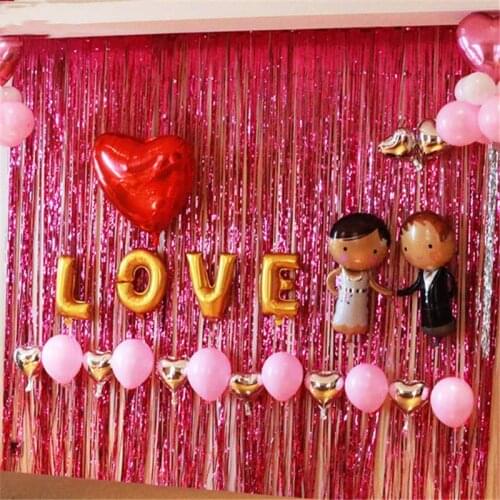 1/2/3M Shimmering Colorful Metallic Foil Curtain Birthday Day Party Wedding DIY Background Wall Decoration Party Backdrops