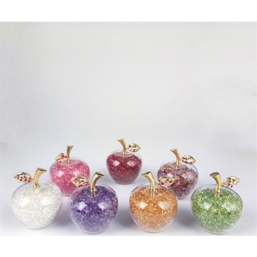 1 Piece 60mm Mix Color Crystal Glass Apple Paperweight with Acrylic Diamonds Crafts Home Decor Ornaments Gifts Souvenirs